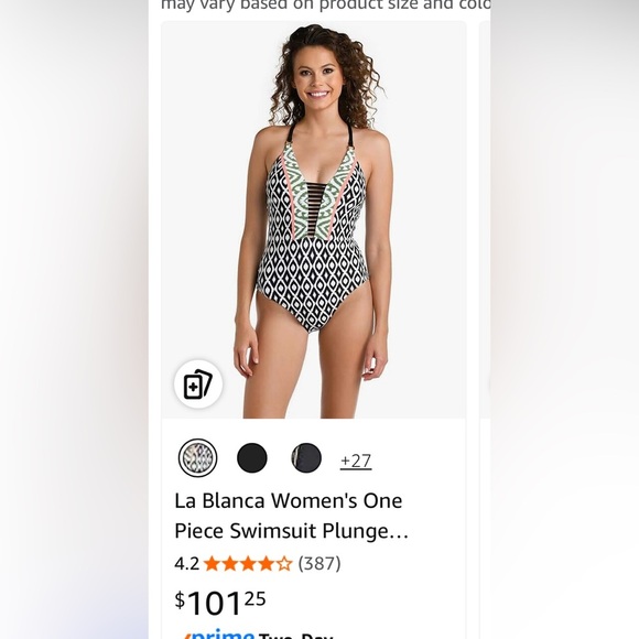 La Blanca Women's One Piece Swimsuit Plunge Tummy Control Bathing Suit Size 8 - Picture 8 of 11